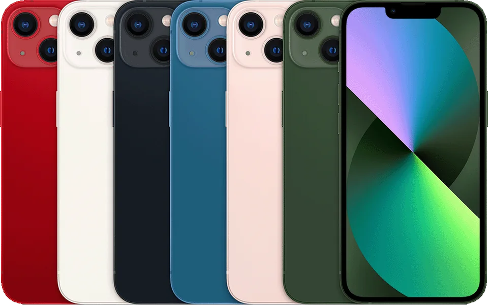 iPhone 13, imagen oficial Apple de los acabados del modelo