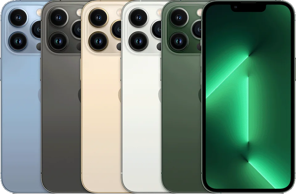 iPhone 13 Pro, imagen oficial Apple de los acabados del modelo