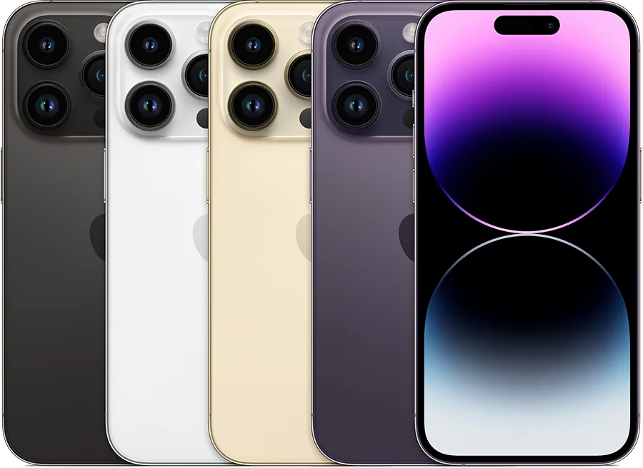 iPhone 14 Pro, imagen oficial Apple de los acabados del modelo