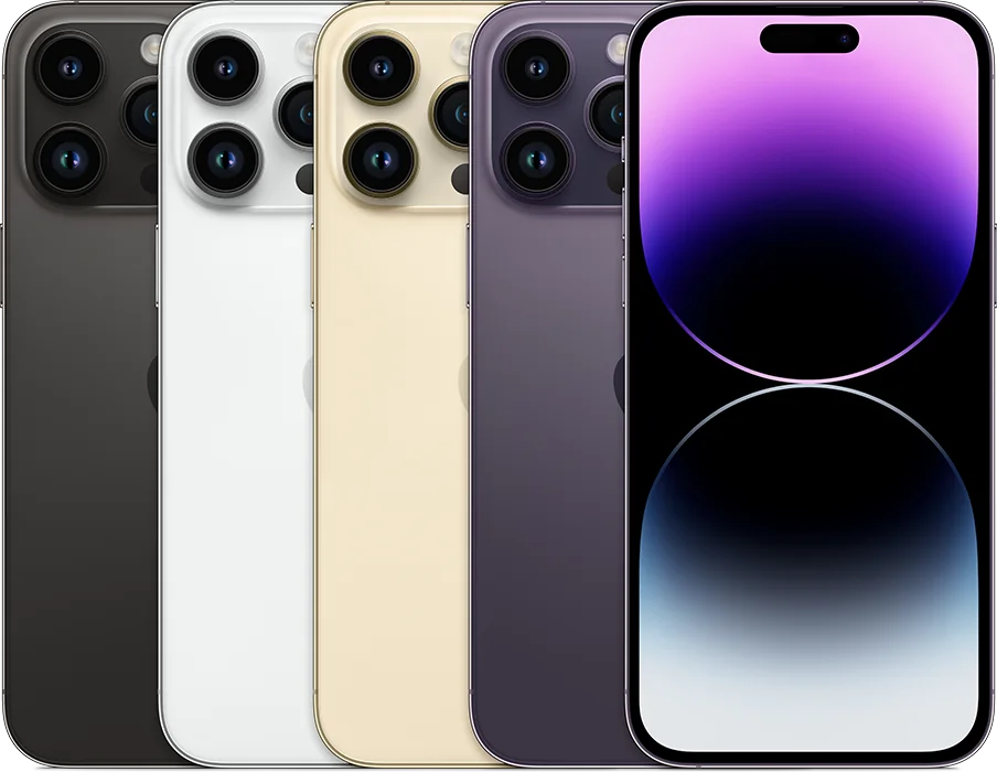 iPhone 14 Pro Max, imagen oficial Apple de los acabados del modelo