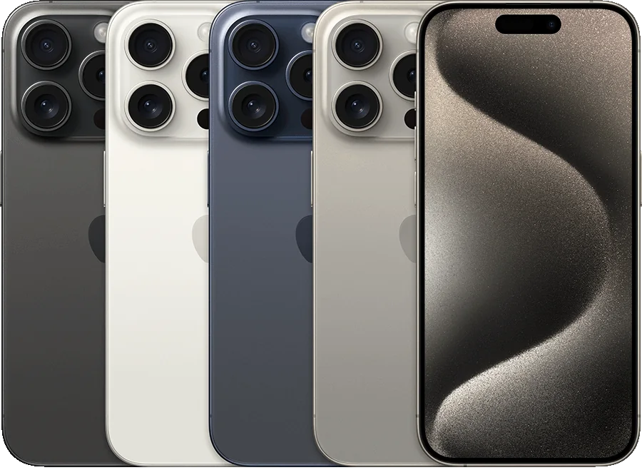 iPhone 15 Pro, imagen oficial Apple de los acabados del modelo