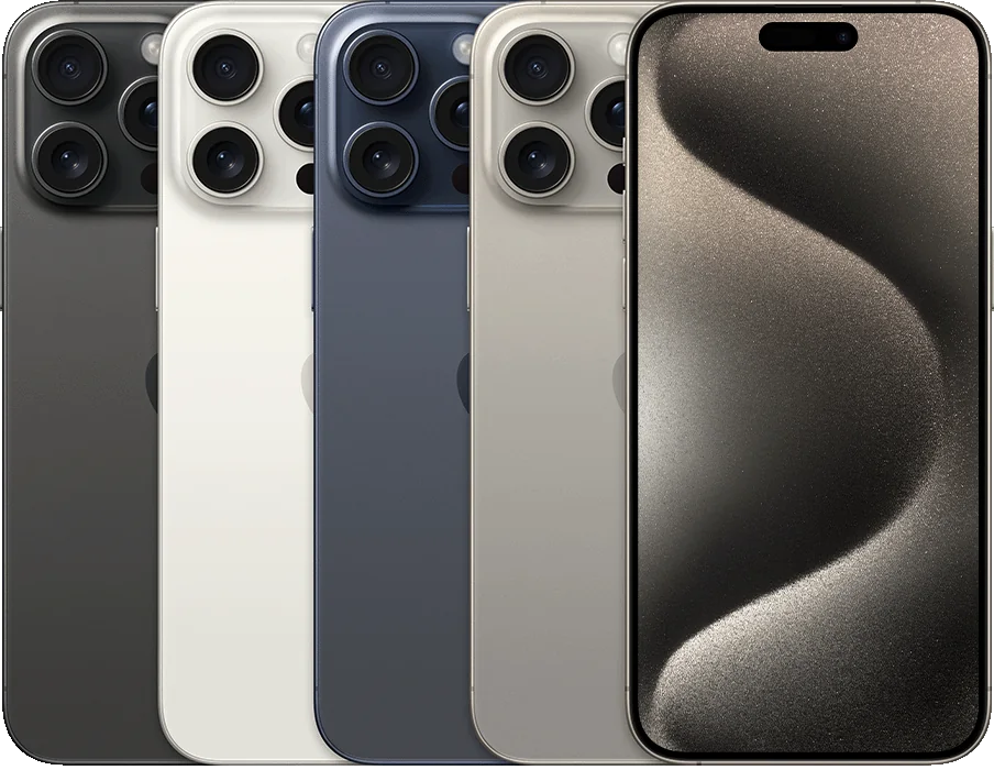 iPhone 15 Pro Max, imagen oficial Apple de los acabados del modelo