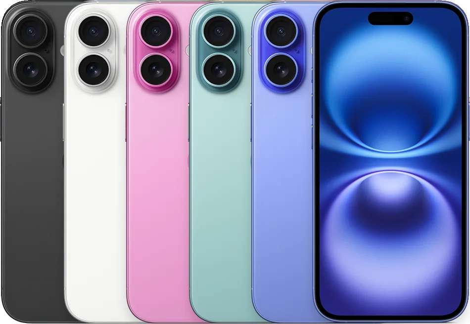 iPhone 16, imagen oficial Apple de los acabados del modelo