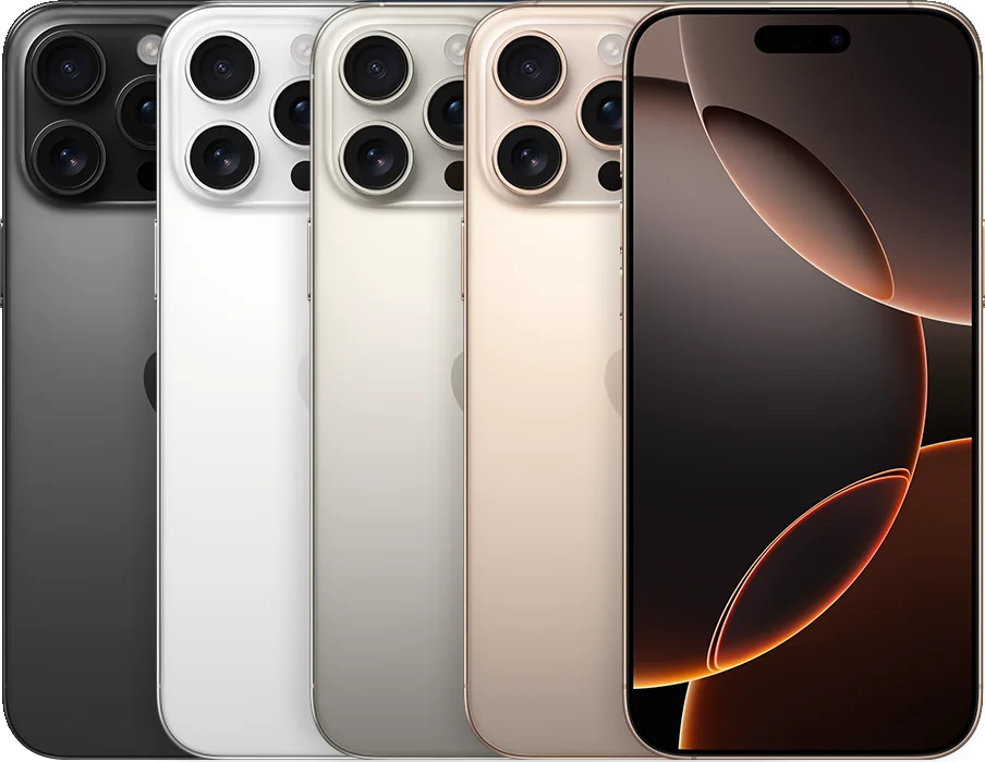 iPhone 16 Pro Max, imagen oficial Apple de los acabados del modelo