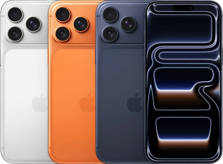 iPhone 17 Pro Max, imagen oficial Apple de los acabados del modelo